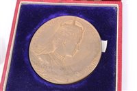 Lot 159 - G.B. Edward VII AE Coronation medallion.  Crowned 9. August 1902.  UNC, diameter 64mm, in case of issue and with original Royal Mint envelope (1 medallion)