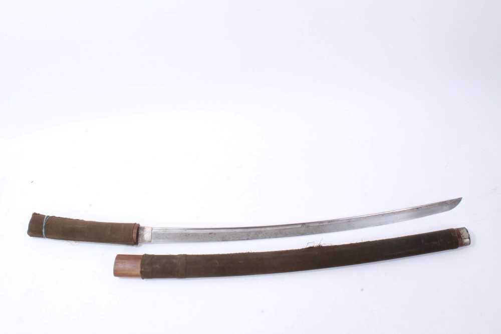 Lot 842 - Japanese katana, probably mid-17th century, carved fullered blade