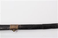 Lot 818 - Georgian Naval Midshipman’s Dirk, with brass disc cross guard, tapered ribbed Ivory hilt, with brass lions head pommel and tapered steel blade, in black leather scabbard with brass mounts