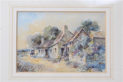 Lot 1022 - Good pair of watercolours depicting country cottages by Leyton Forbes, provenance on reverse