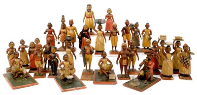 Lot 1024 - Exceptional collection of mid 19th century painted Indian figures