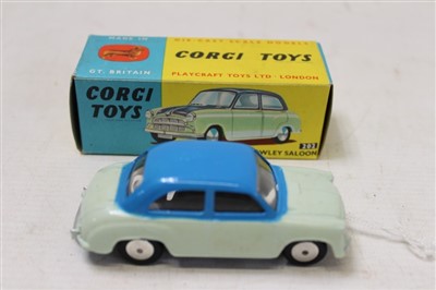 Lot 2832 - Corgi Morris Cowley Saloon, blue / grey no. 202, in original box