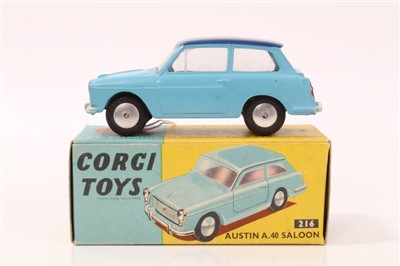 Lot 2833 - Corgi Austin A40 Saloon, two-tone blue no. 216, in original box