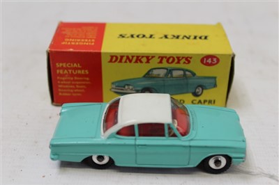 Lot 2836 - Dinky Ford Capri, blue / white no. 143, in original box