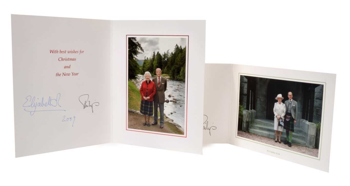 Lot 79 - HM Queen Elizabeth II and HRH The Duke of Edinburgh, two signed Christmas cards 2008; 2009