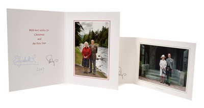 Lot 79 - HM Queen Elizabeth II and HRH The Duke of Edinburgh, two signed Christmas cards 2008; 2009