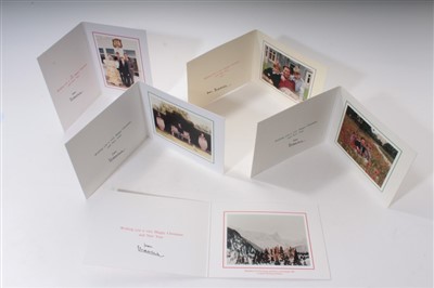 Lot 82 - HRH Prince Charles Prince of Wales – five signed Christmas cards 1992 – 1996, with gilt embossed Prince of Wales crowned ciphers