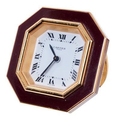 Lot 740 - Cartier Les Must de Cartier travel clock with alarm function