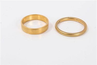 Lot 3272 - Two gold (22ct) wedding rings