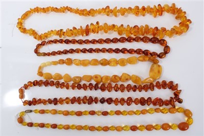 Lot 3425 - Amber and amber type bead necklaces