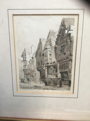 Lot 49 - Alexander Handcock (b.1850) pen and wash - Old Bristol houses, signed and dated 84