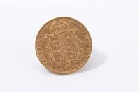 Lot 201 - G.B. gold Half Sovereign Victoria J.H. 1892 shield back.  GF – AVF (1 coin)