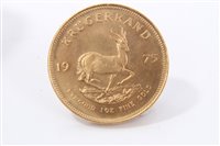 Lot 211 - South Africa – gold Krugerrand 1975 (1oz fine gold).  UNC (1 coin)