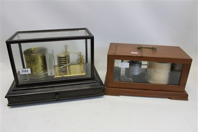 Lot 3584 - Late 19th / early 20th century brass Ross, London, barograph in glazed mahogany case with chart drawer, together with another 20th century barograph manufactured in East Germany (2)