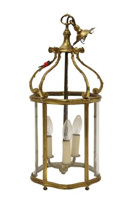 Lot 1621 - Early 20th century brass hall lantern