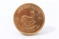 Lot 212 - South Africa – gold Krugerrand 1975 (1oz fine gold).  UNC (1 coin)