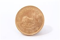 Lot 213 - South Africa – gold Krugerrand 1975 (1oz fine gold).  UNC (1 coin)