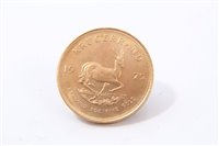 Lot 217 - South Africa – gold Krugerrand 1975 (1oz fine gold).  AU (1 coin)