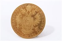 Lot 219 - Austria – gold 4 Ducat Franz Joseph I 1866A (N.B. coin flan slightly crimped), otherwise AEF (1 coin)