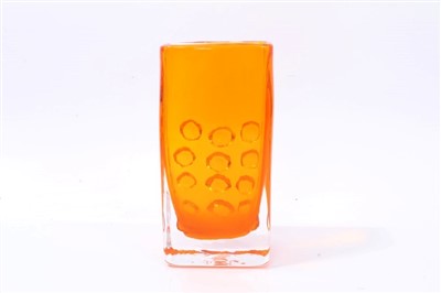 Lot 2093 - Whitefriars tangerine mobile phone vase, designed by Geoffrey Baxter