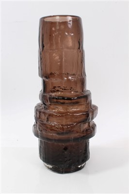Lot 2088 - Whitefriars cinnamon hooped vase, designed by Geoffrey Baxter