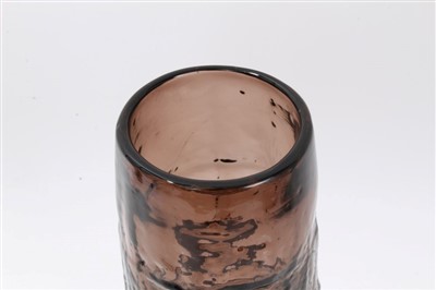 Lot 2091 - Whitefriars cinnamon hooped vase, designed by Geoffrey Baxter