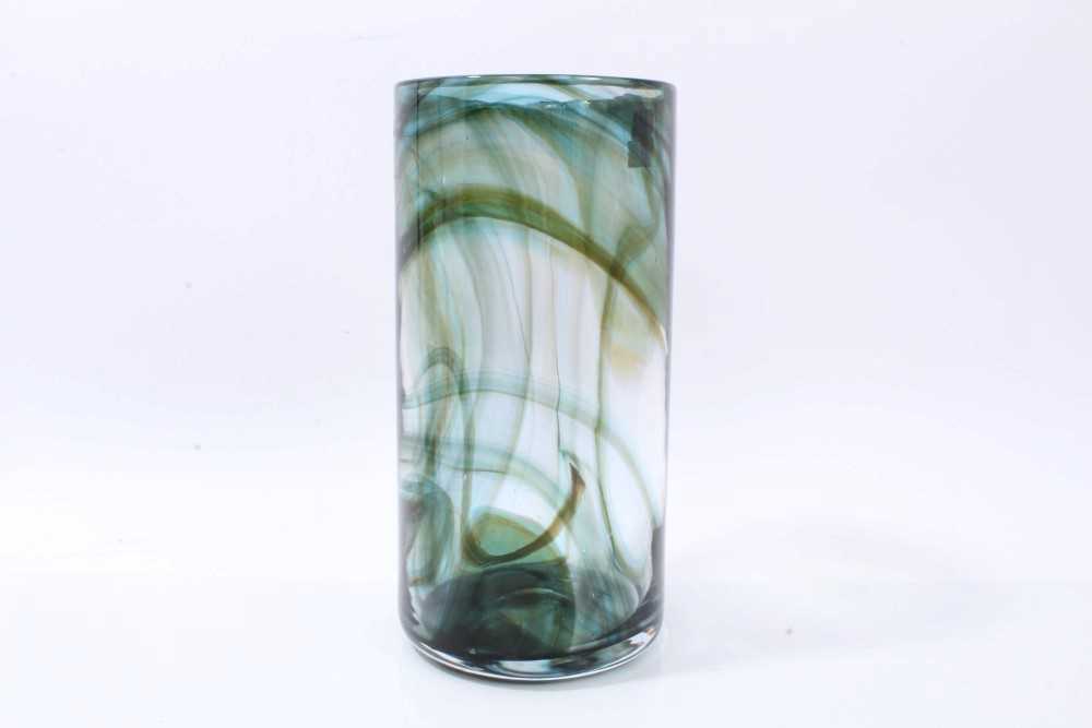 Lot 2095 - Whitefriars art glass cylindrical streaky vase with original label