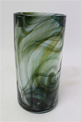 Lot 2095 - Whitefriars art glass cylindrical streaky vase with original label