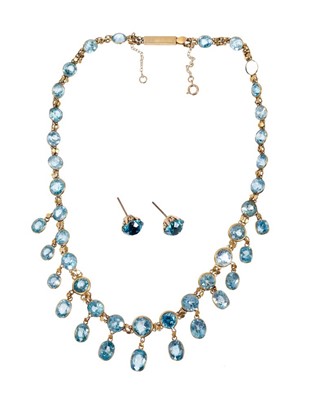 Lot 621 - Edwardian blue zircon necklace and studs