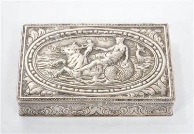 Lot 395 - Late 19th Austro-Hungarian Empire silver box of rectangular form, circa 1870