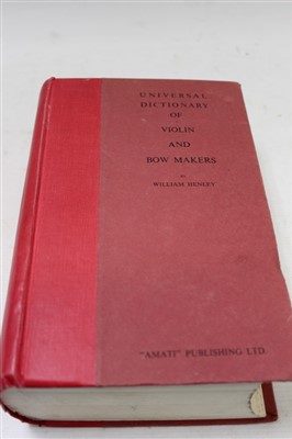 Lot 2426 - Book - Universal Directory of Violin and Bow Makers, by William Henley, Amati Publishing Ltd. Volume 1.  Edition 1959