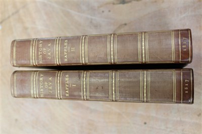 Lot 2439 - Books - Thomas Stamford Raffles – The History of Java, published London 1817, two volumes, fine tooled leather binding