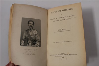 Lot 2444 - Books - Carl Bock – Temples and Elephants – Narrative of a Journey of Exploration through Upper Siam and Lao, published 1884, first edition.