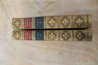 Lot 2434 - Books -Edward Belcher – Narrative of the Voyage of H.M.S. Samarang, 1843 – 1846, two volumes, published London 1848, tooled leather binding.