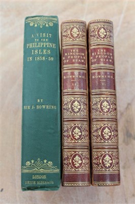Lot 2432 - Books -John Bowring – A Visit to the Philippine Islands, published London, 1859, tooled gilt binding, together with The Kingdom and People of Siam by the same author