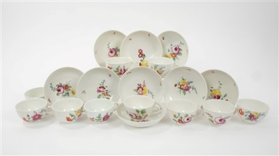 Lot 257 - Rare 18th century Dutch Den Haag porcelain part service of nine saucers and ten tea cups (19)