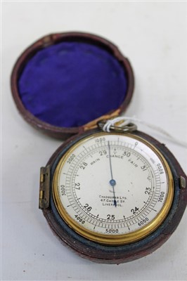 Lot 3593 - Early 20th century pocket barometer in a leather covered case by Chadburns Ltd. 47 Castle Street, Liverpool