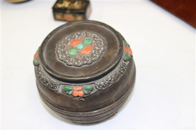 Lot 3600 - Two circular lacquered trays and a collection of lacquered boxes – including a Japanese casket