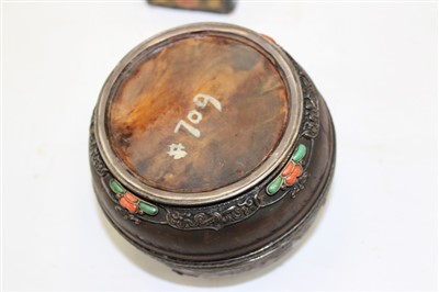 Lot 3600 - Two circular lacquered trays and a collection of lacquered boxes – including a Japanese casket