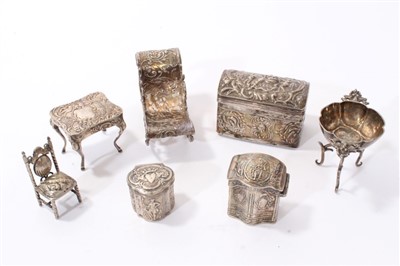 Lot 253 - Small collection of 19th century Dutch silver and white metal toys and other items