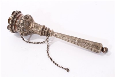 Lot 252 - Georgian silver corkscrew and a 19th century white metal posy holder