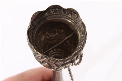 Lot 252 - Georgian silver corkscrew and a 19th century white metal posy holder