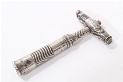 Lot 252 - Georgian silver corkscrew and a 19th century white metal posy holder