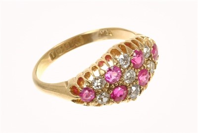 Lot 661 - Edwardian diamond and ruby cluster ring