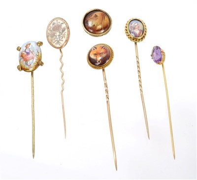 Lot 574 - Five Victorian stick pins