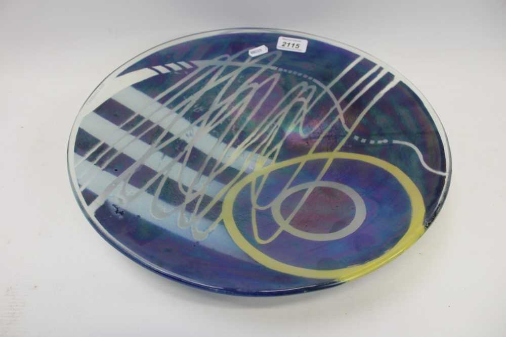 Lot 2115 - Contemporary John Chipperfield studio glass dish with abstract decoration on blue ground