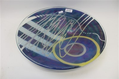 Lot 2115 - Contemporary John Chipperfield studio glass dish with abstract decoration on blue ground