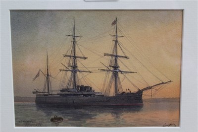 Lot 1217 - William Frederick Mitchell  (1845-1914) watercolour, H.M.S. Neptune