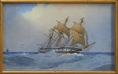 Lot 1220 - William Frederick Mitchell  (1845-1914) watercolour, Challenger