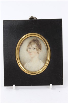 Lot 765 - 19th century English School portrait miniature on ivory of a lady named as Hon. Elizabeth Vaughan